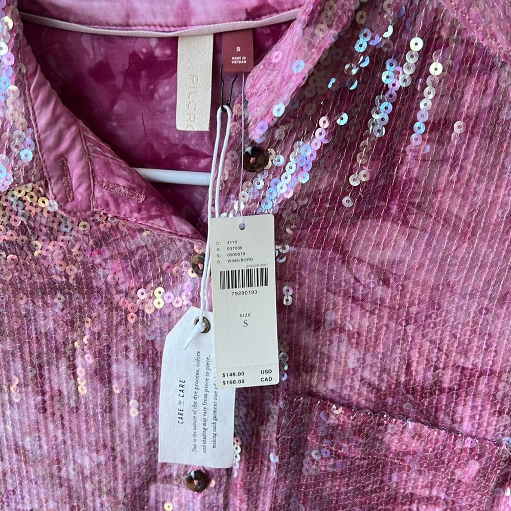 Pilcro Pink Sequin Button-Up Blouse - Picture 2 of 2